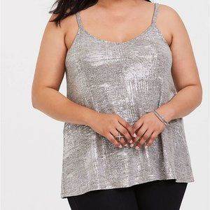 NWT - Torrid - Size 4 - Silver - FOIL HACCI SWING CAMI